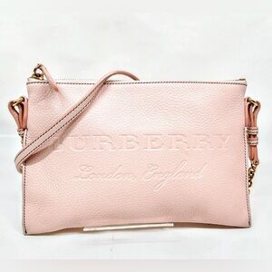 Auth Burberry Light Pink Leather Shoulder Bag